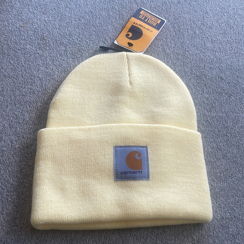 - ❤️NEW❤️ RARE  YELLOW Carhartt watch Beanie New with Tags - Picture 2 of 7